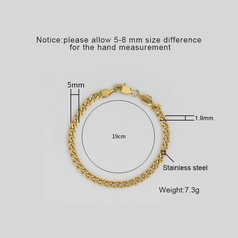 Gold Plated Stainless Steel Miami Cuban Link Bracelet