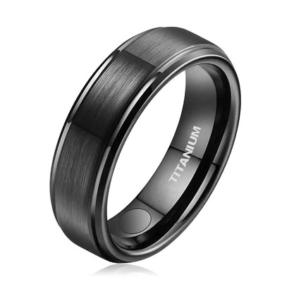 Brushed Titanium Magnetic Ring for Men