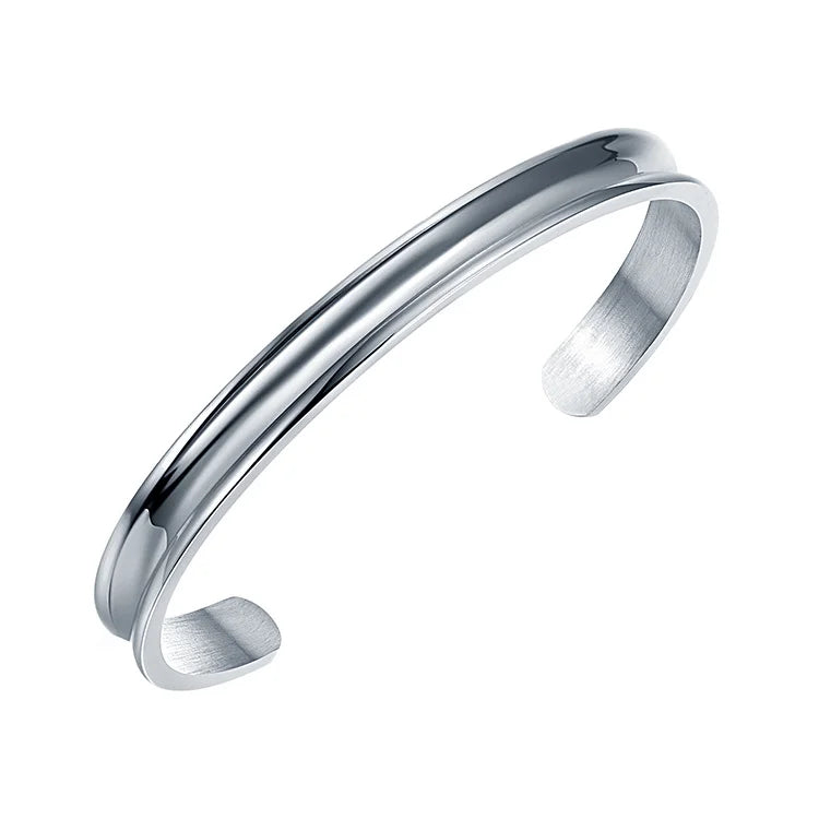 Gold Grooved Cuff Bracelet