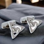 Triangular Knot Design Silver Finished Cufflinks