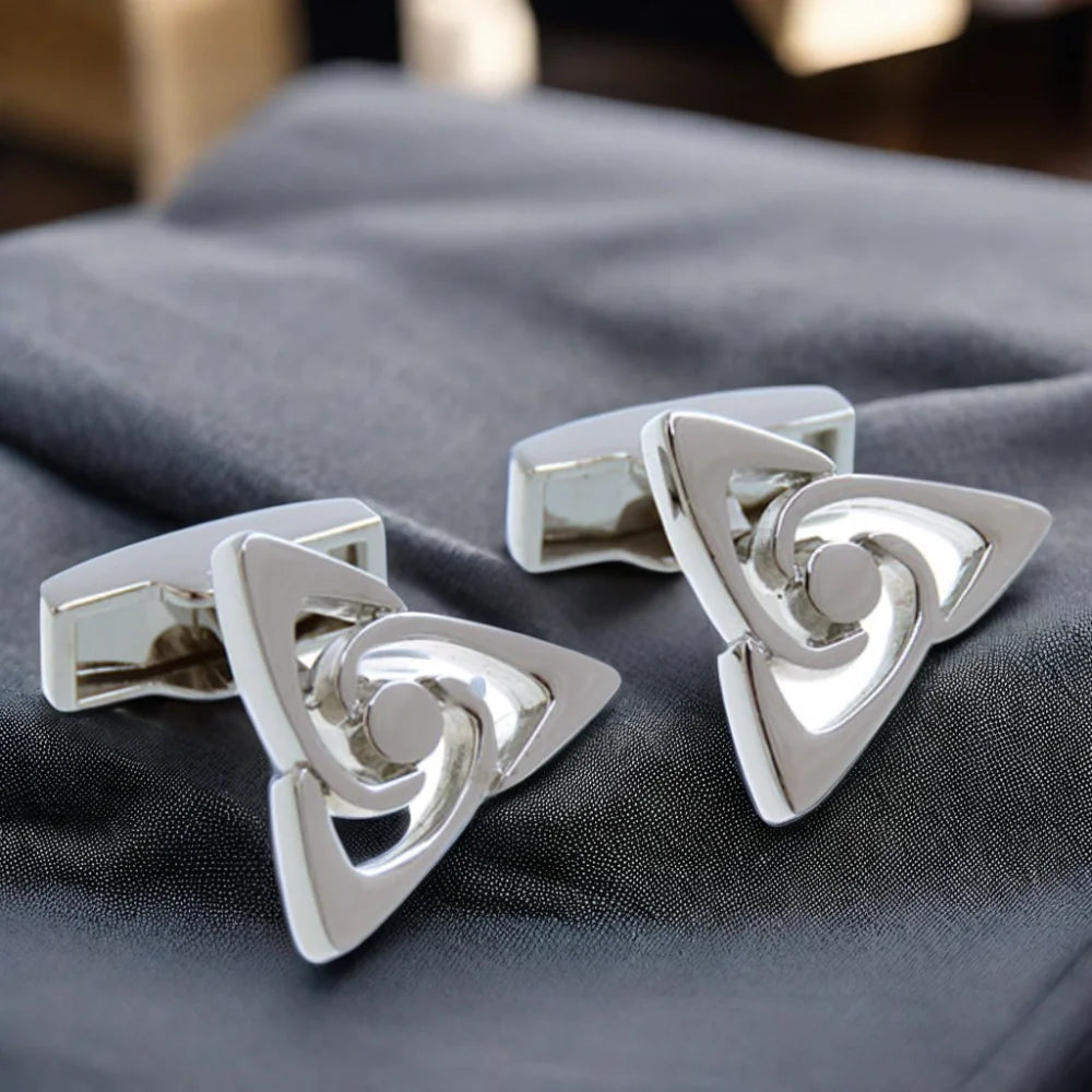 Triangular Knot Design Silver Finished Cufflinks