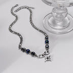 Stainless Steel Figaro Chain with Hematite Star Necklace