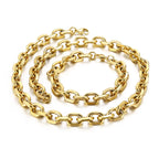 Oval Rolo Link Chain Necklace Bracelet Set
