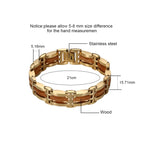 Men's Stainless Steel and Wood Link Bracelet