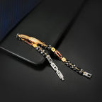 Men's Multi-Tone Ceramic Stainless Steel Bar Bracelet