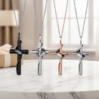 Modern Wrapped Cross Stainless Steel Pendant Necklace