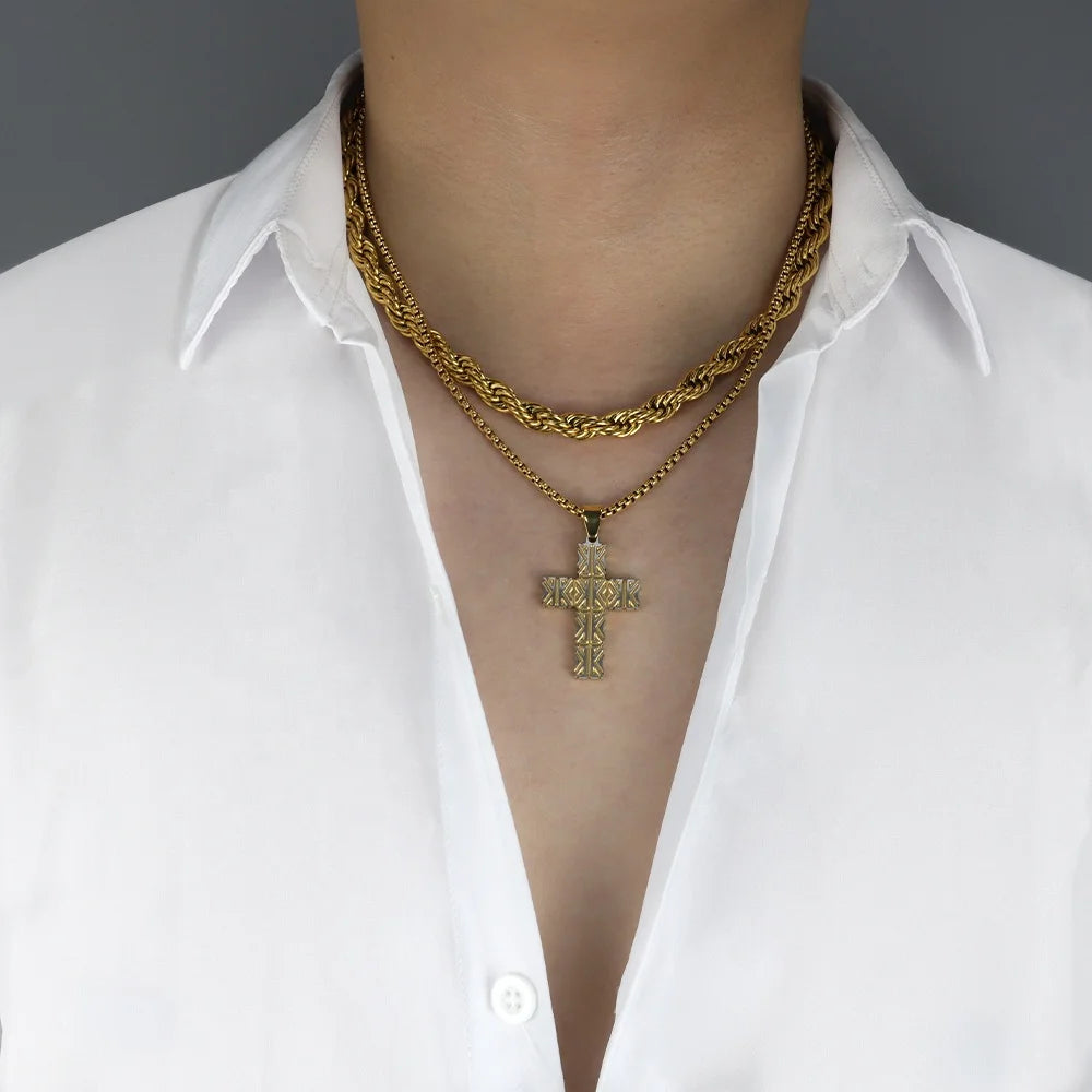 Silver-Tone Large Cross Necklace
