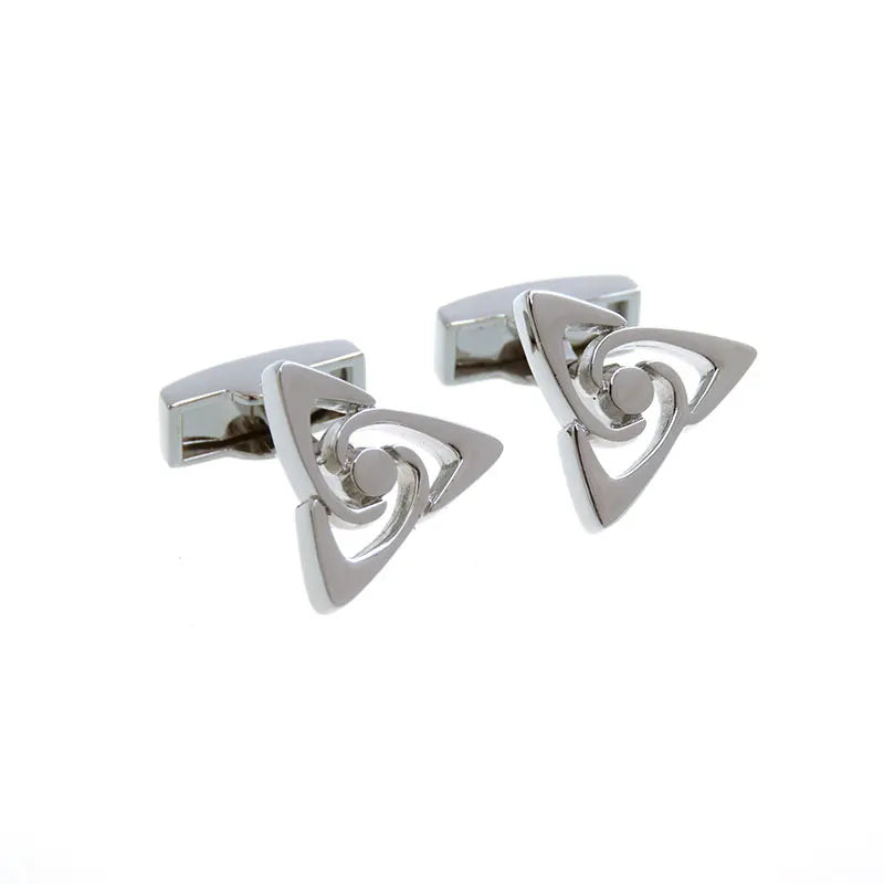 Triangular Knot Design Silver Finished Cufflinks