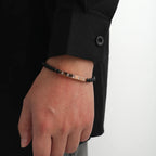 Rose Gold Bar & Black Beaded Zirconia Bracelet