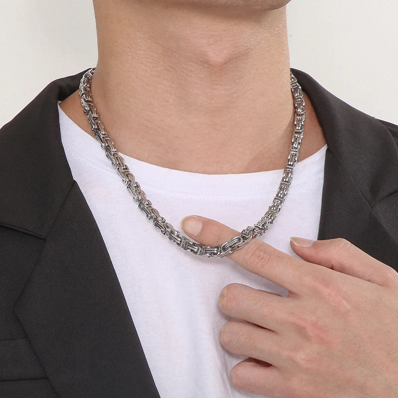 Men's Chunky Byzantine Link Chain Necklace