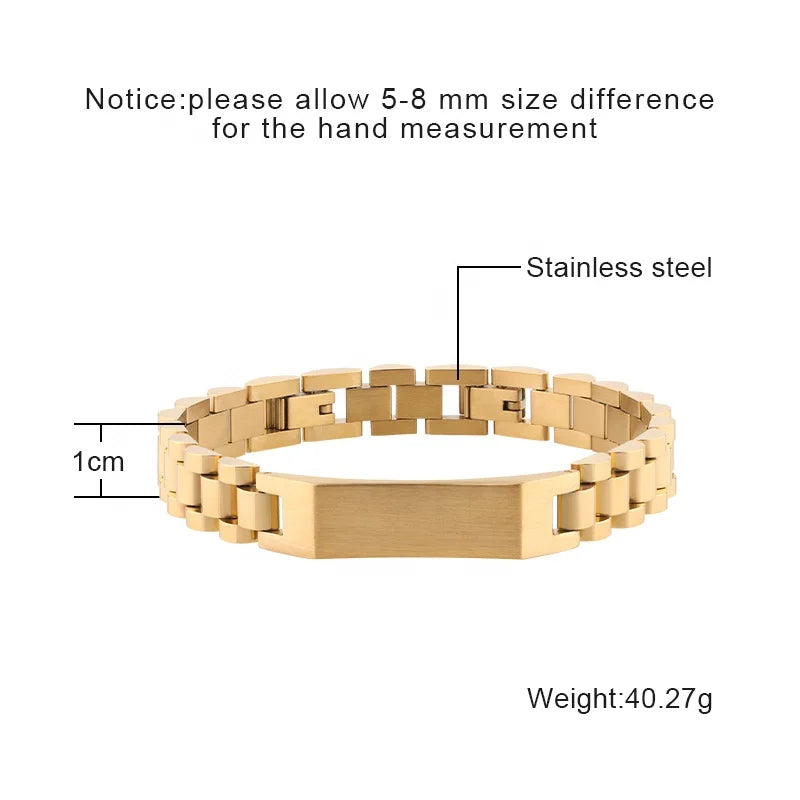 Gold Tone Stainless Steel Watch Band Bracelet Set