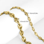 Gold Coffee Bean Chain Necklace with Lobster Clasp
