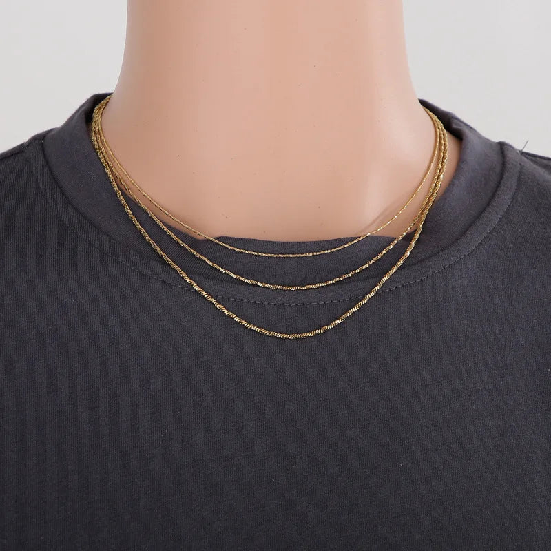 Gold-Plated 18K Twisted Singapore Chain Necklace