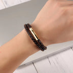 Men's Double Wrap Braided Leather Bracelet