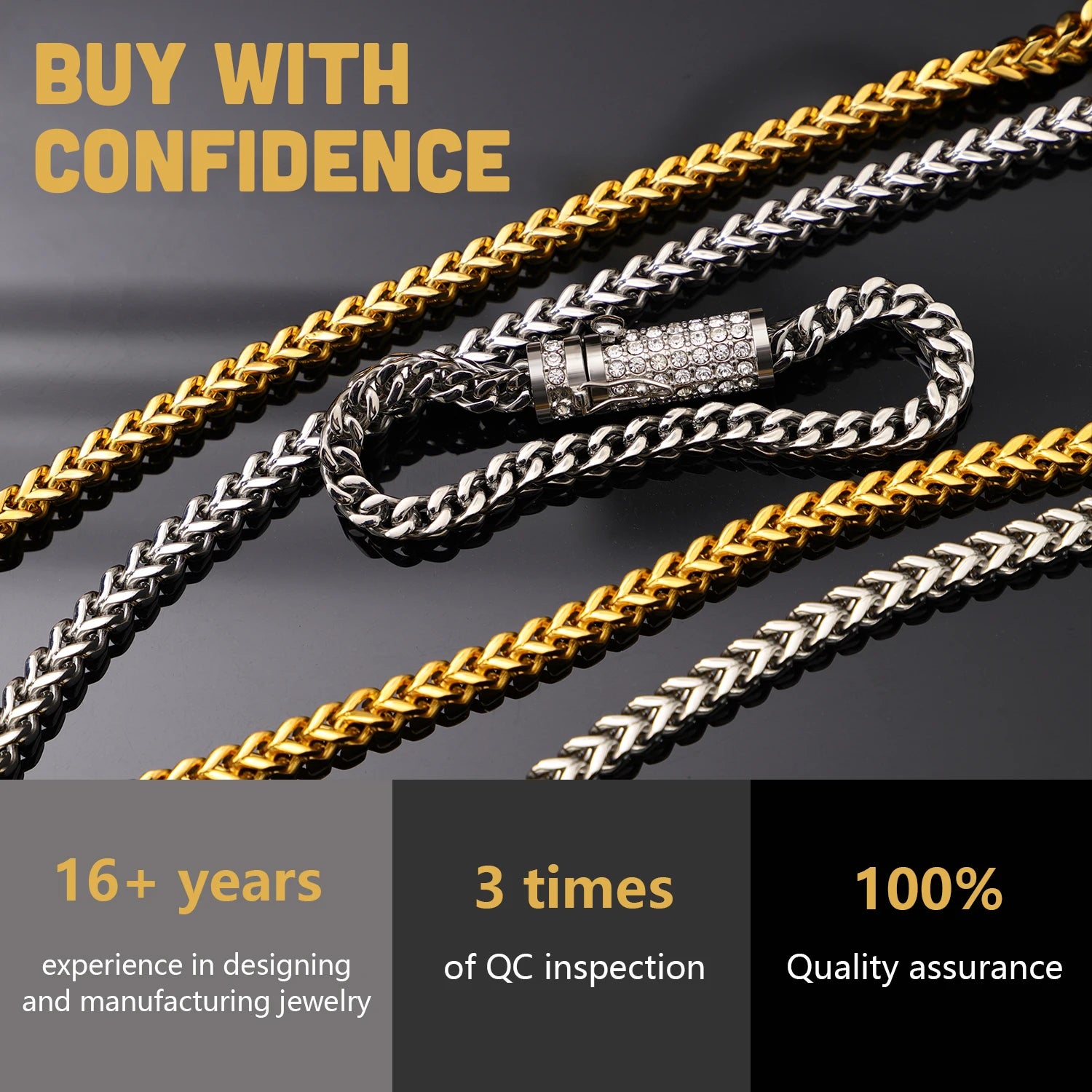 Men's Hip Hop Gold Silver Twisted Rope Chain Necklace