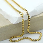 18K Gold Plated Round Box Chain Necklace