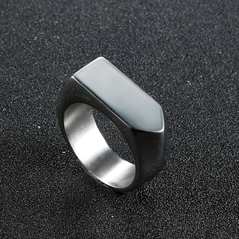 Geometric Hexagon Flat Top Stainless Steel Signet Ring