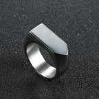 Geometric Hexagon Flat Top Stainless Steel Signet Ring
