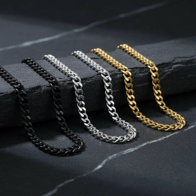 Pure Titanium Cuban Link Necklace 9.5-10.5mm