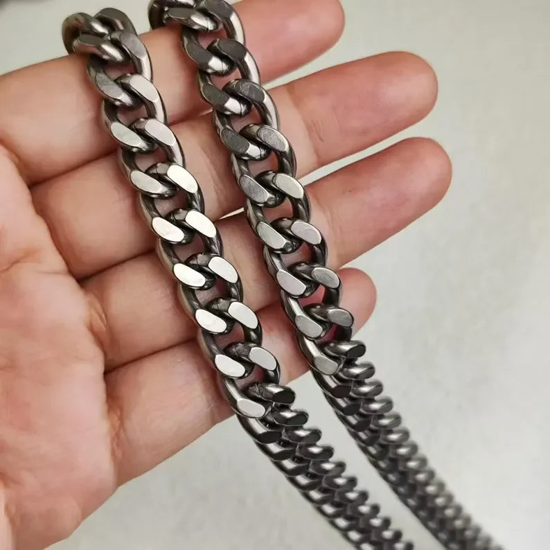 Polished Miami Cuban Curb Link Titanium Chain Necklace