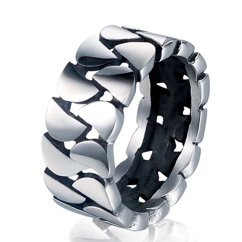 Vintage Bestial Tooth Cuban Link Stainless Steel Ring