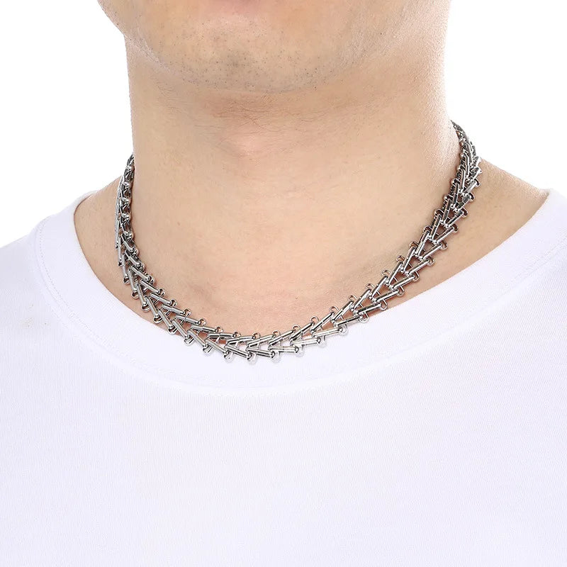 18K Gold Plated Train Track Link Necklace