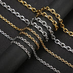 Oval Rolo Link Chain Necklace Bracelet Set