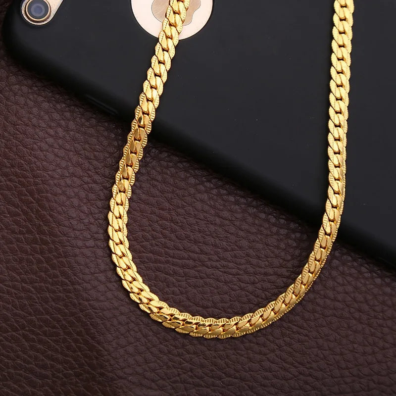 Gold Plated Flat Cuban Link Chain Necklace