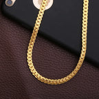 Gold Plated Flat Cuban Link Chain Necklace