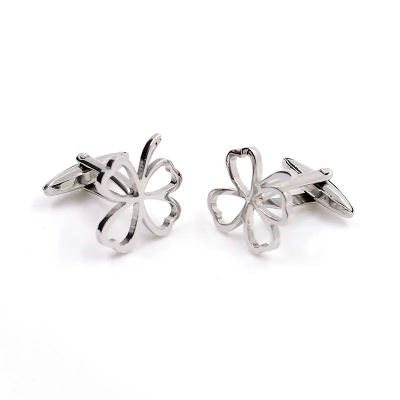 Silver-Tone Fortune Leaf Cufflinks