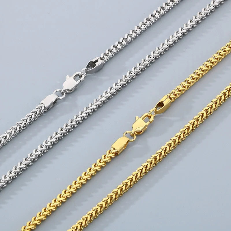 Polished Gold Silver Franco Chain Necklace for Men