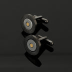 Black Textured Steel Cufflinks with 18K Gold Plated Bar