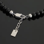 Rose Gold Bar & Black Beaded Zirconia Bracelet