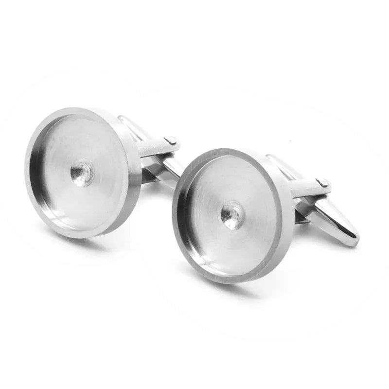 Silver Blank Tray Cufflinks for DIY Customization