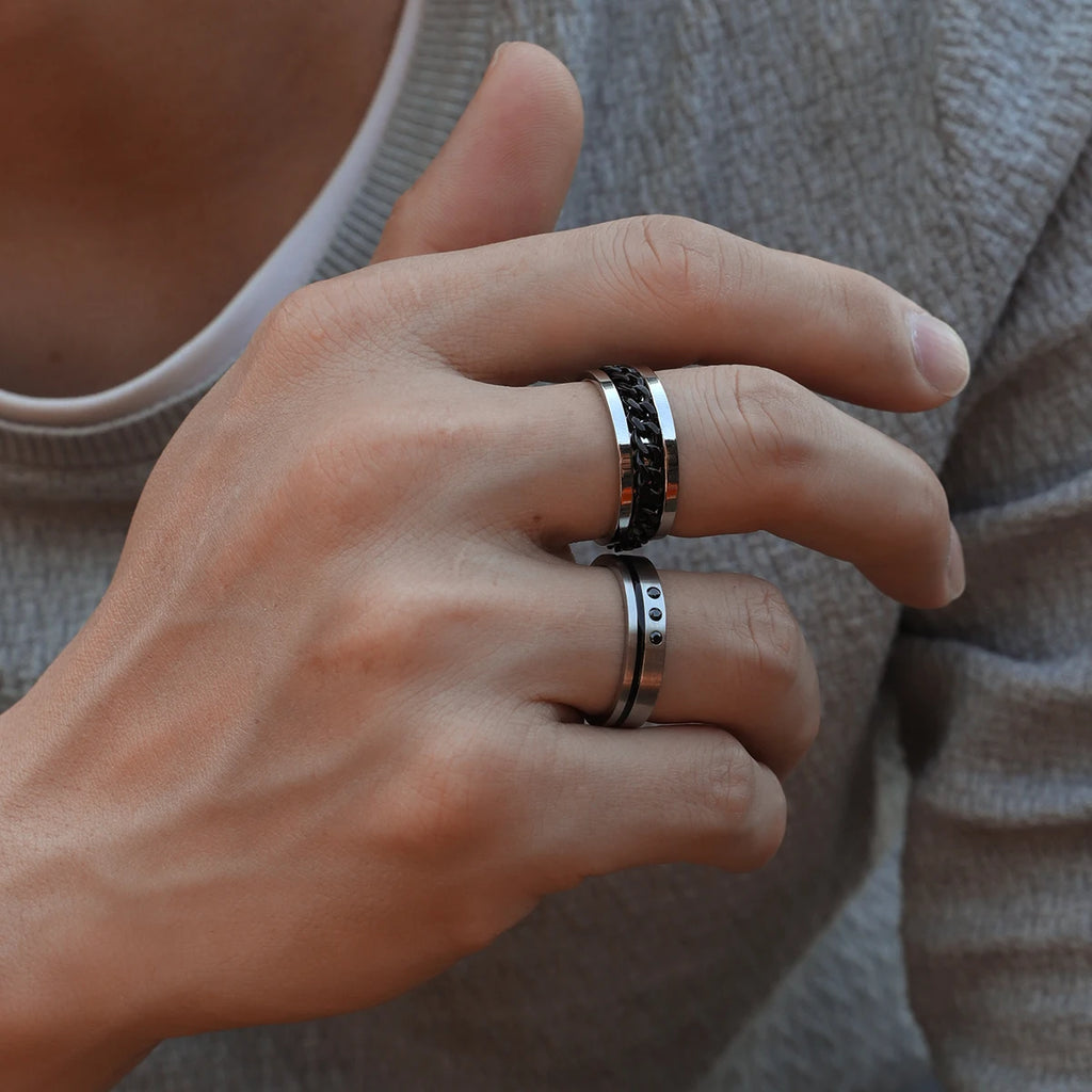 Silver-Tone Braided Chain Ring