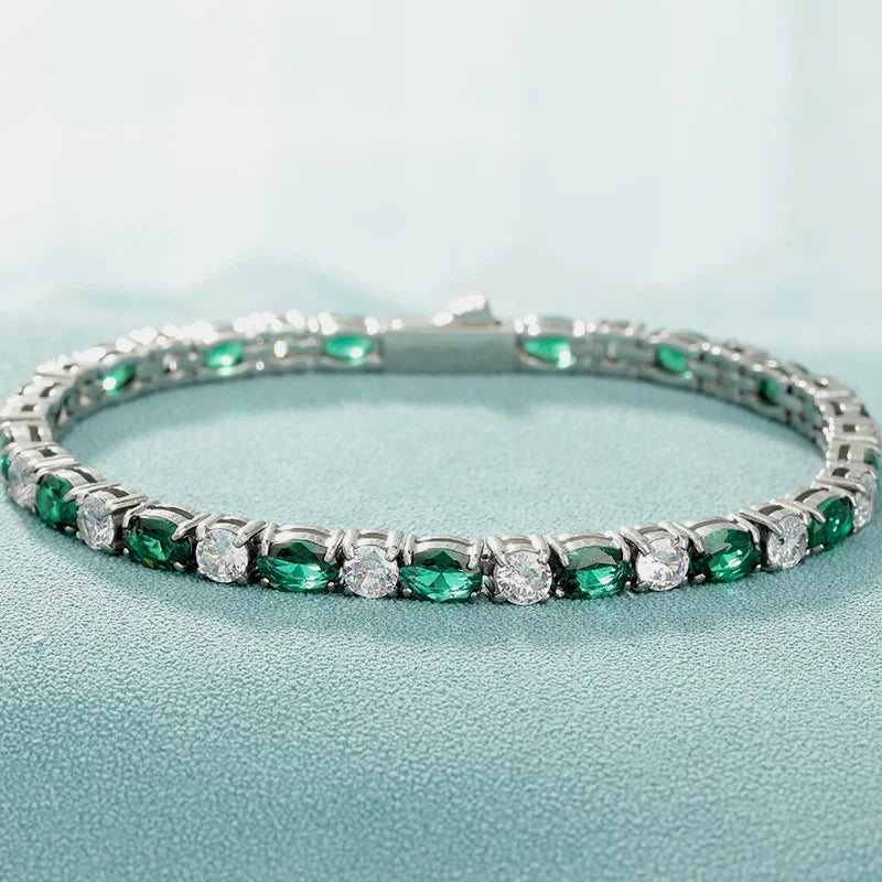 Silver with Crystal Two-Tone Bracelet