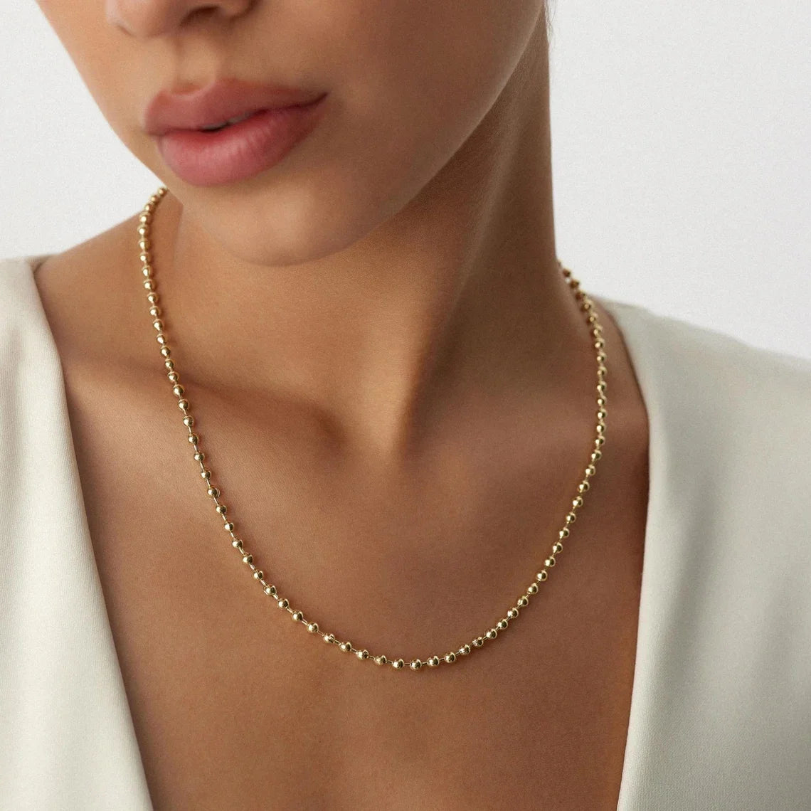 Gold Beaded Ball Necklace