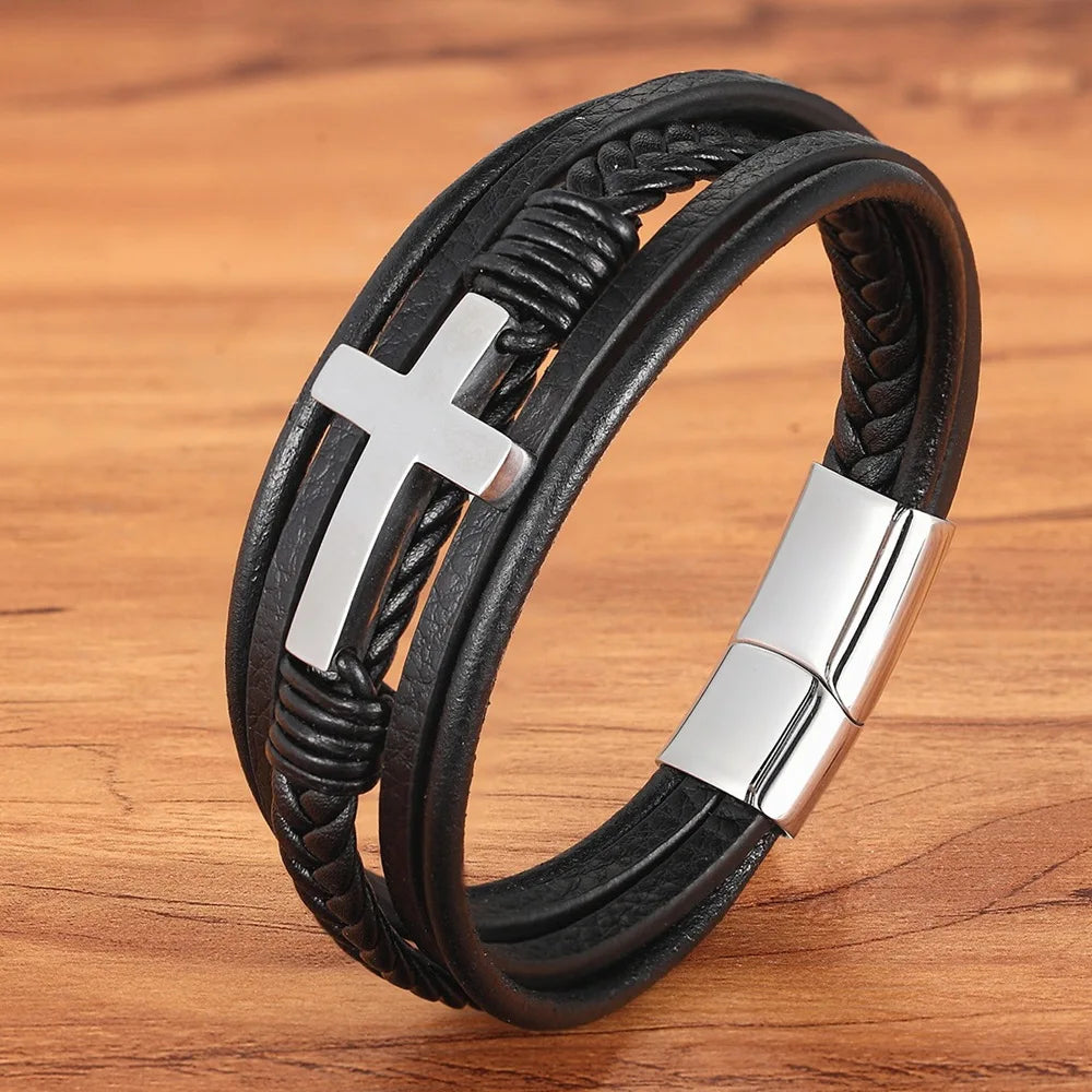 Gold Cross Braided Bracelet
