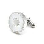 Mother of Pearl Inlay Circle Silver Tone Cufflinks