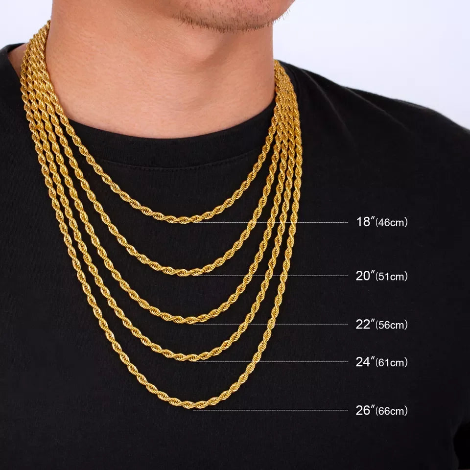 Gold & Silver Twisted Rope Chain Necklace Bracelet