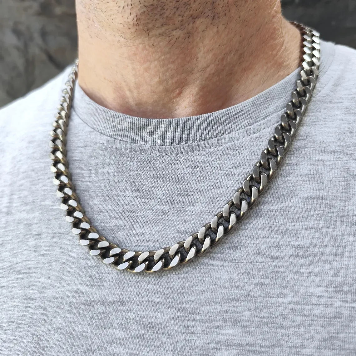 Polished Miami Cuban Curb Link Titanium Chain Necklace