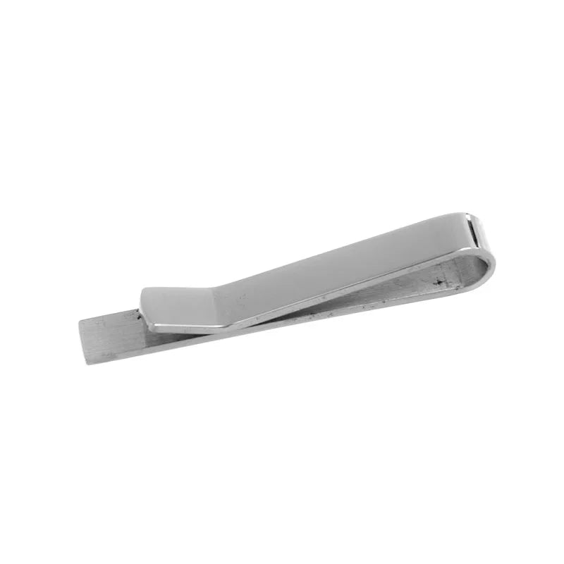 Polished Silver Tone Minimalist Men's Tie Clip