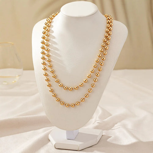 18K Gold Bead Chain Necklace