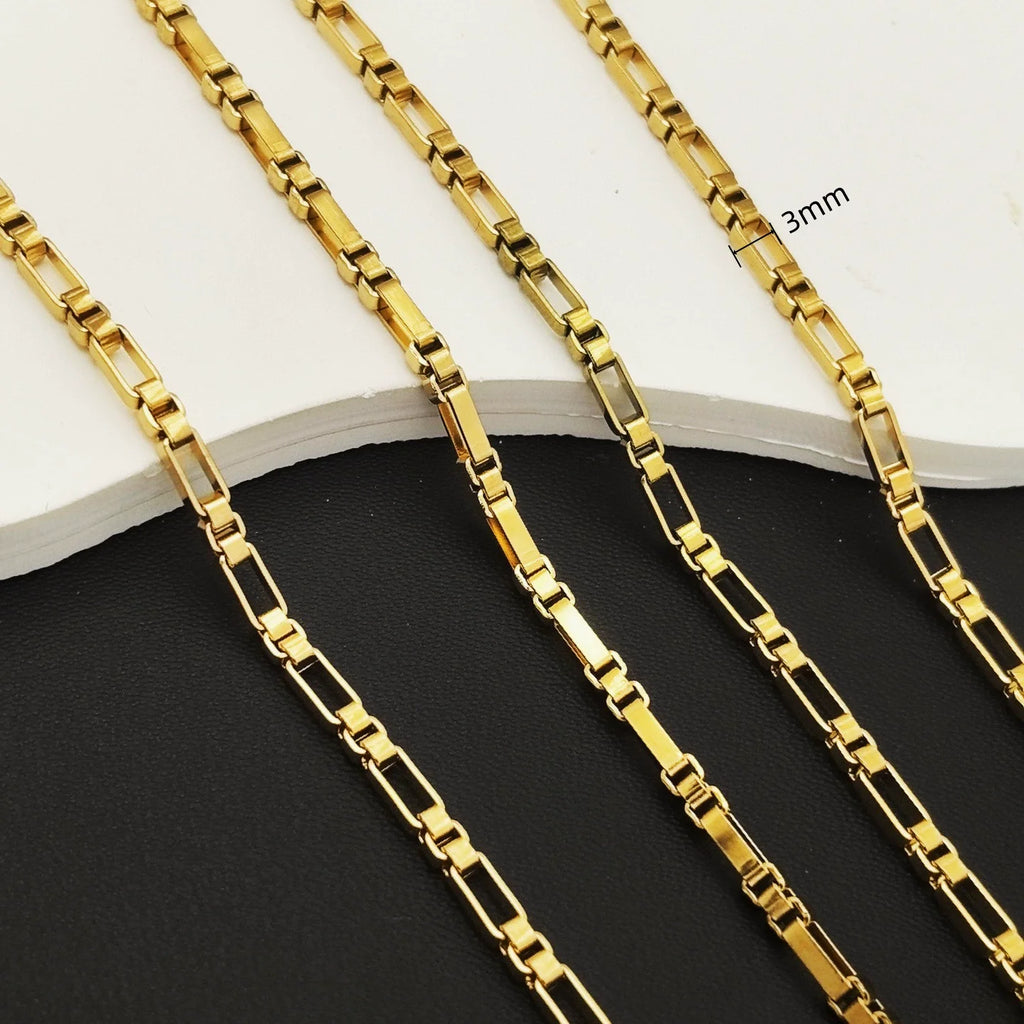 Polished Gold Tone Rectangular Link Chain Necklace