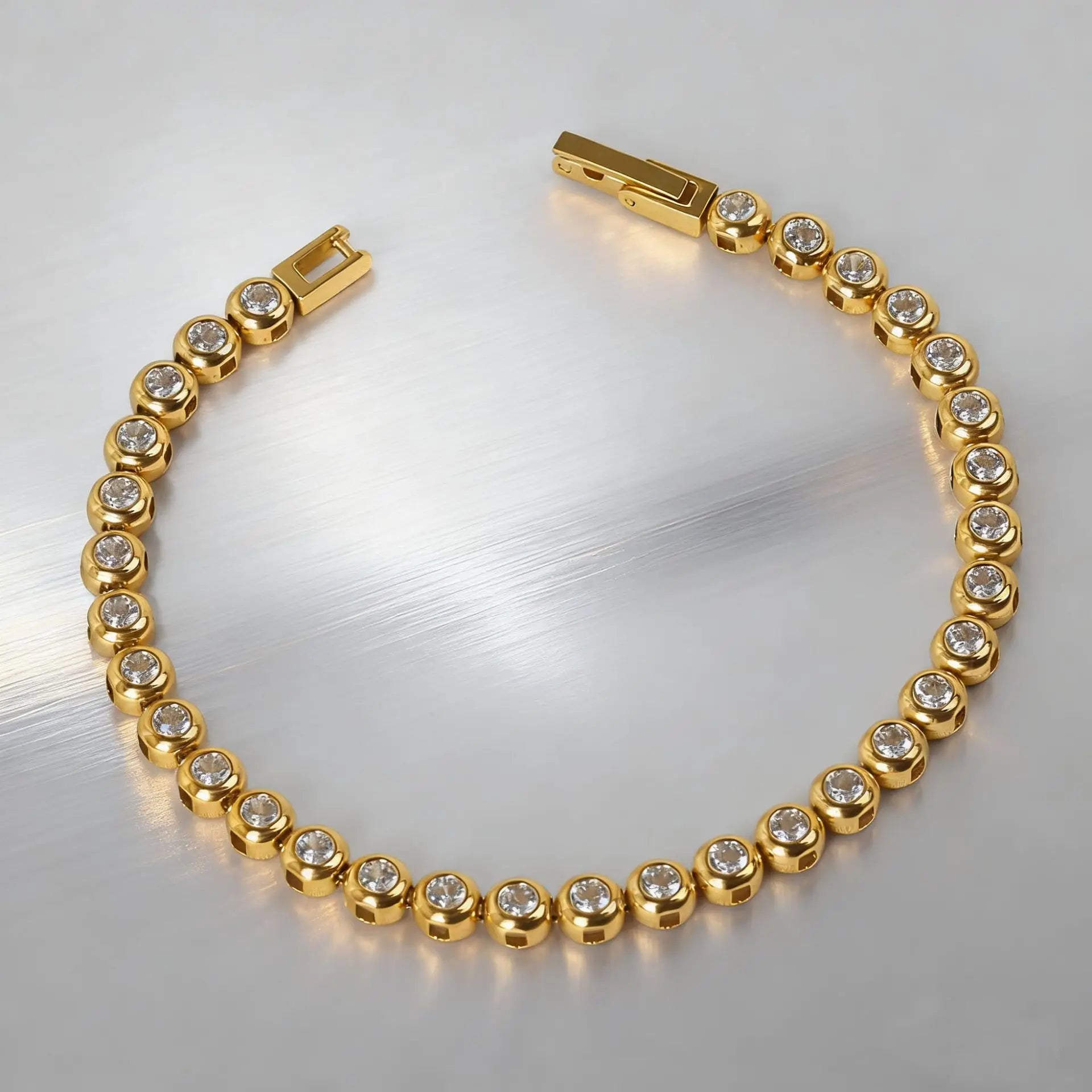 Gold Zircon Lined Bracelet