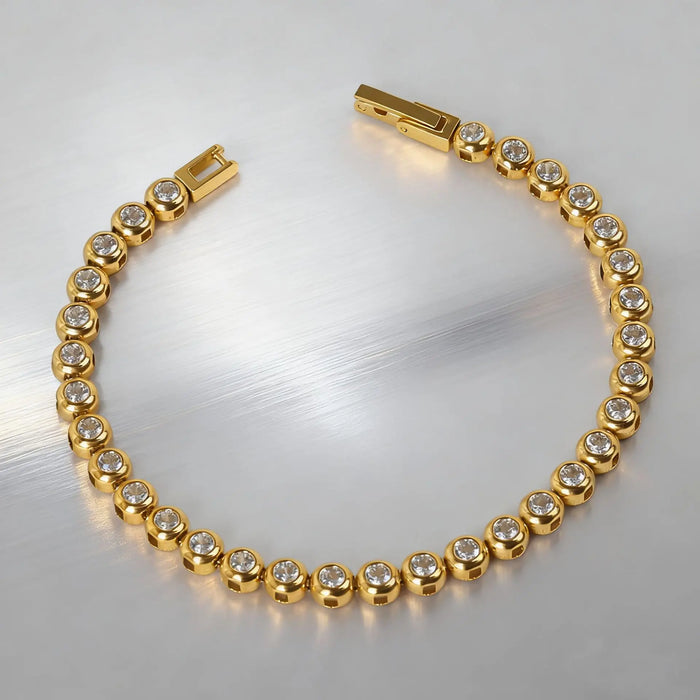 18K Gold Plated Bezel Set Tennis Bracelet