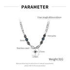Stainless Steel Figaro Chain with Hematite Star Necklace