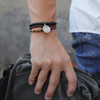 Beaded Obsidian Charm Bracelet