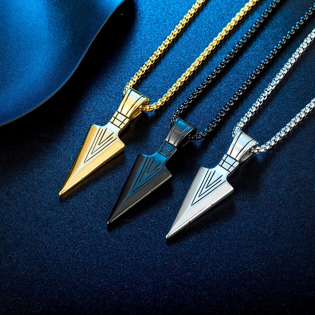Men's Arrowhead Pendant Box Chain Necklace