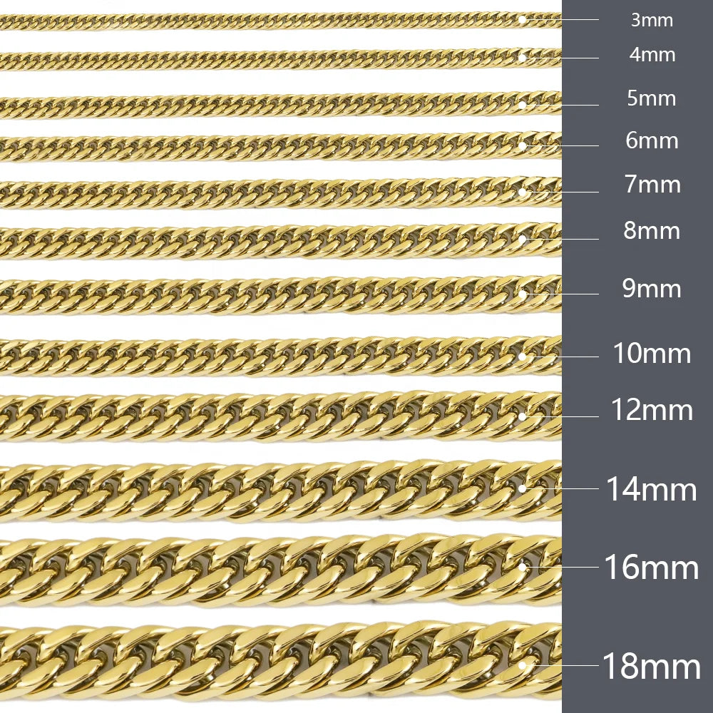 Men's Polished Cuban Link Gold Chain Necklace